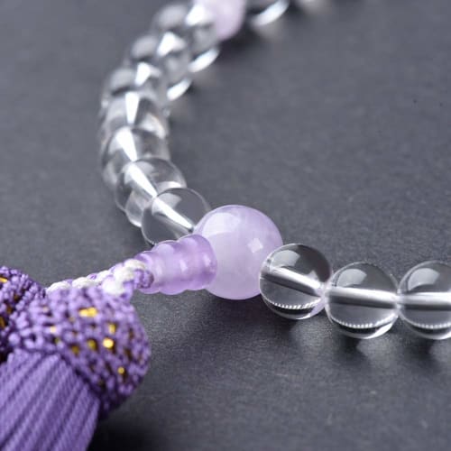 Women's Prayer Beads, Genuine Crystal and Fujiun Stone with Silk Tassel, Informal Prayer Beads, Recitation, Funeral, Memorial Service, Buddhist Servic