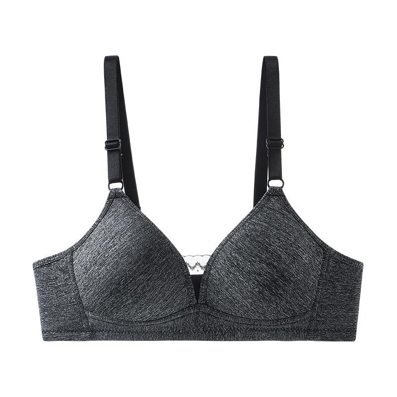 No steel ring bra smooth surface thin cup gathering anti-light three-breasted middle-aged and elderly bra factory