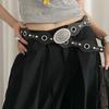 Retro Cowgirl Belt with Studded Detail Adjustable Western Design Sash PU Leather Waist Strap for Women Casual Outfits