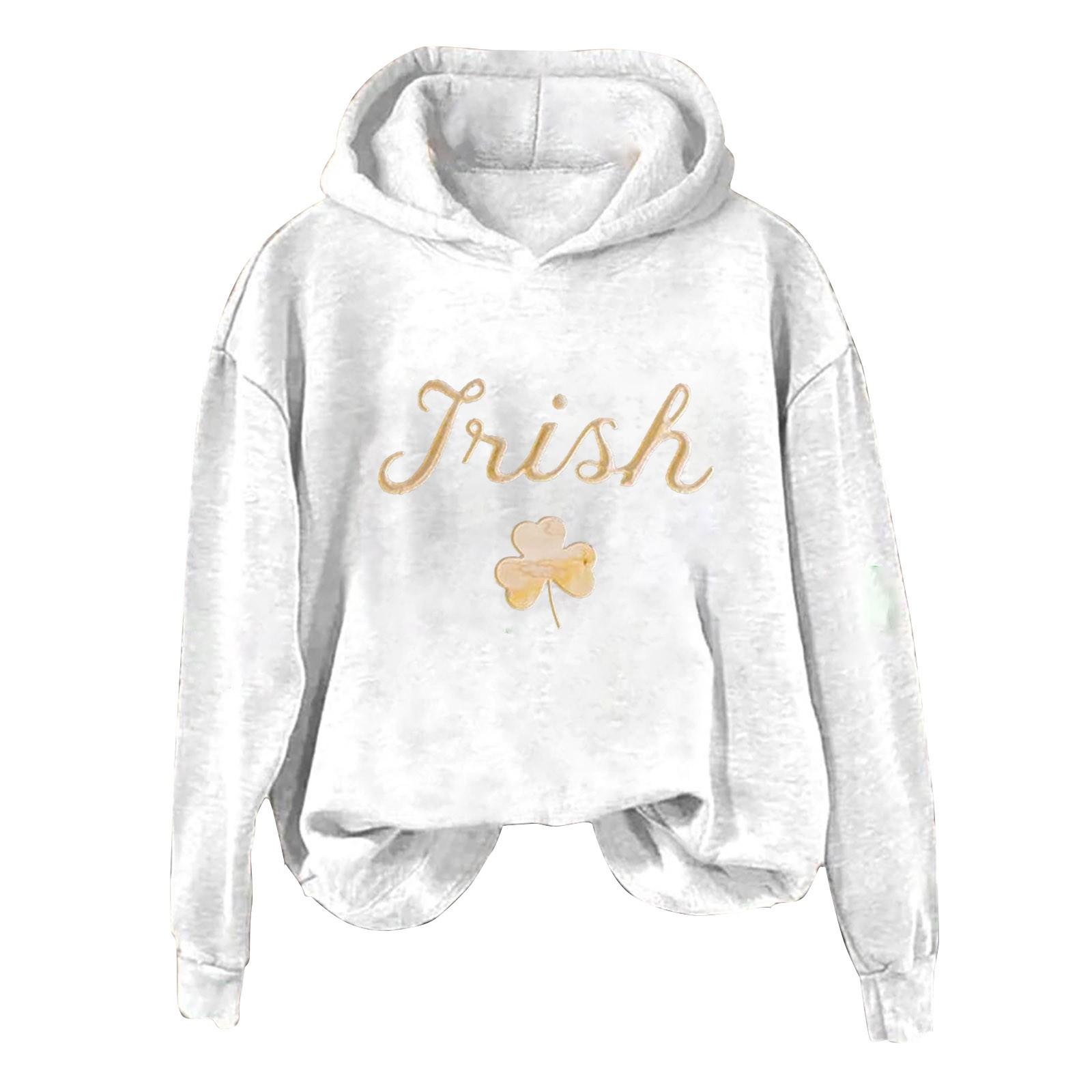 

Жіночі англійські ірландські модні повсякденні довгі толстовки з круглим вирізом Жіночий жіночий светр на блискавці Жіночі толстовки з капюшоном Пустий XL