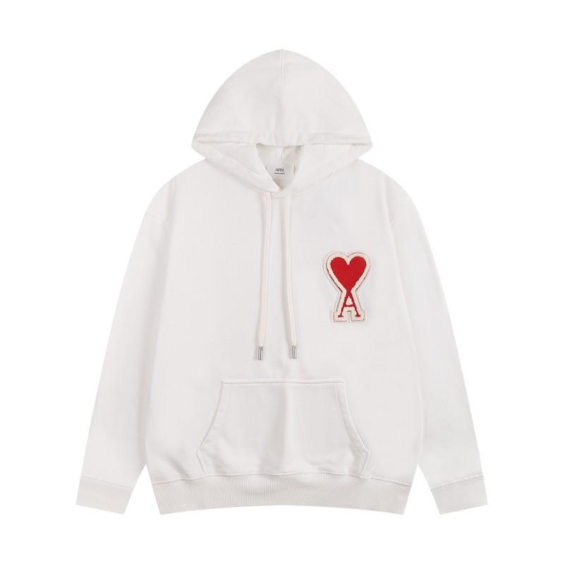 Unisex Embroidered Heart Hoodie Sweatshirt Casual Loose Fit Cotton Pullover Winter