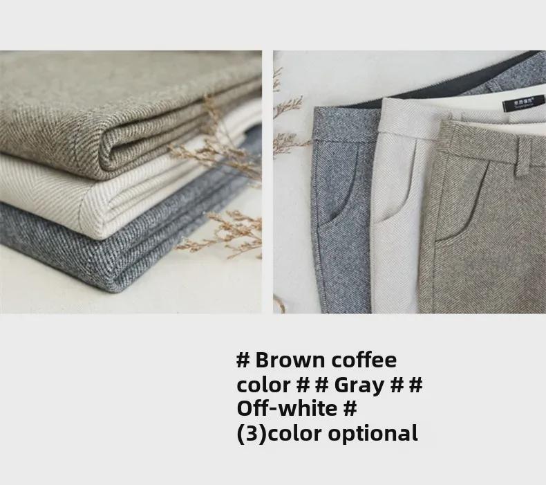 Damen High-Waist Fischgräten-Wollhose: Schlank, Lässig und Professionell