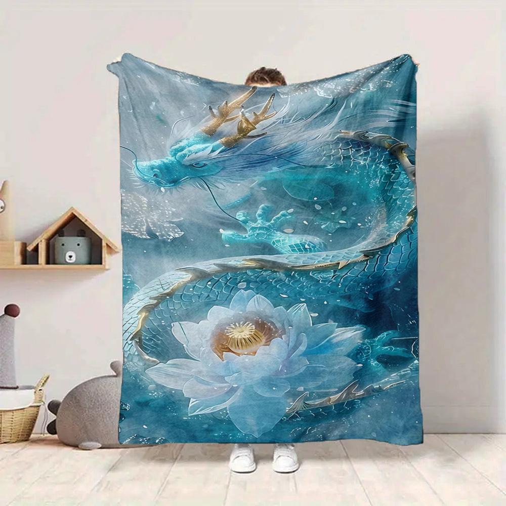 1pc Dragon, Lotus Flower Blanket - Perfect Gift for Birthdays, Christmas & Halloween- Soft, Warm & Versatile Yy250909104