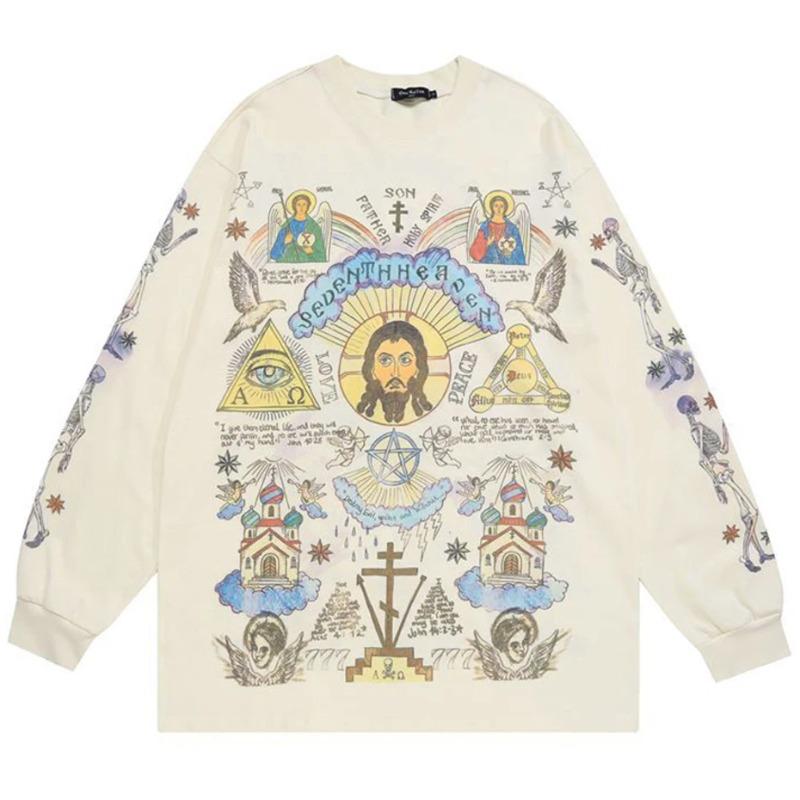 DRIPX Vīriešu Retro Streetwear T-krekls Dievu