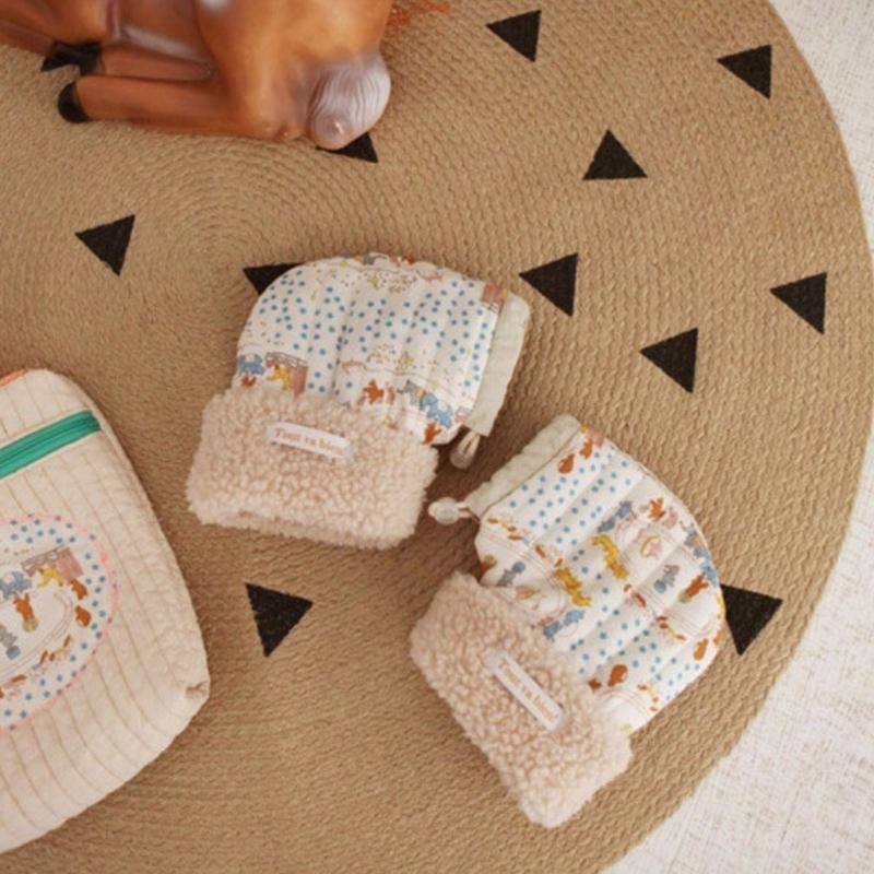 Windproof Infant Stroller Hand Muffs Outdoor Sports Mittens Cartoon Printed Hands Warmer Scooter Accessory for Winter