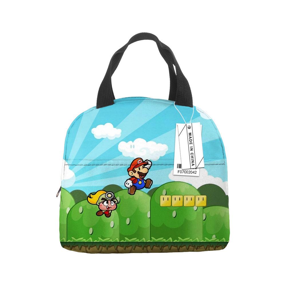 Mario Portable Bento Bag Lunch Box Bag Student Children'S Meal Bag Lunch Box Bag Bento Bag Aluminum Foil Lunch Bag Thermal Insulation