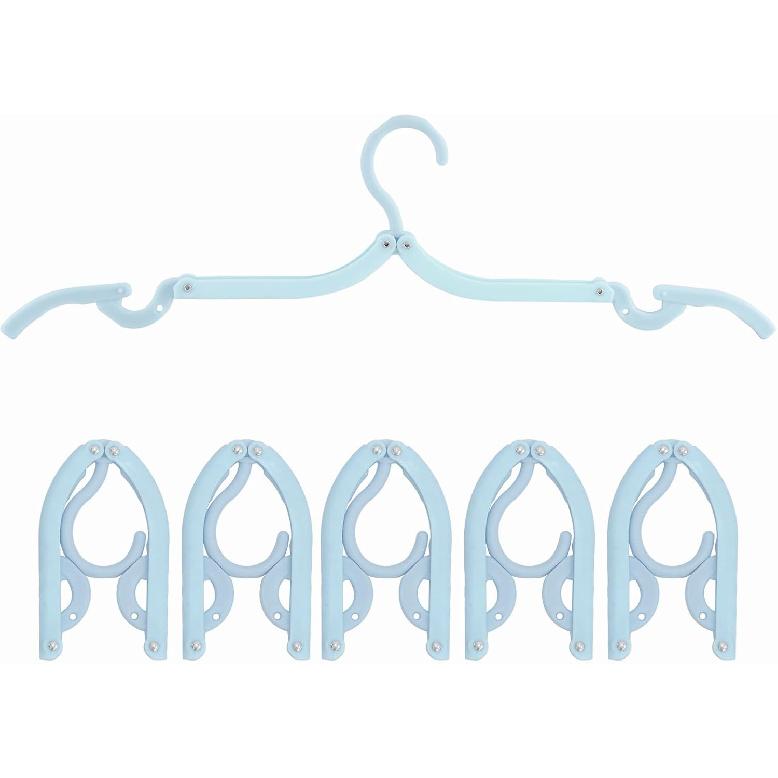6PCS Portable Folding Clothes Hangers Clothes Drying Rack for Travel (Black)