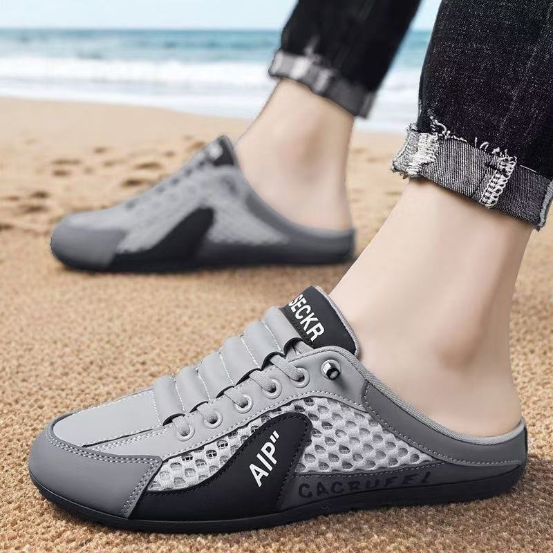Half-drag Summer New Men's Shoes Soft-soled Sports and Leisure Forrest Gump Board Shoes Men Pedal Slippers Men