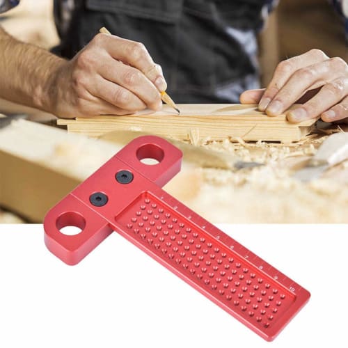 EXDUCT Marking Gauge, 1mm Hole Spacing, T-Shaped Marking Ruler, T-Shaped Woodworking Square, T-Shaped Square, Marking Gauge, Marking Tool, Precision M