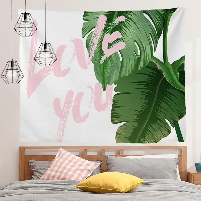 Tropical Plant Cartoon Flamingo Pattern Hanging Cloth Home Wall Decoration Tapestry Bedroom Living Room Tapestry