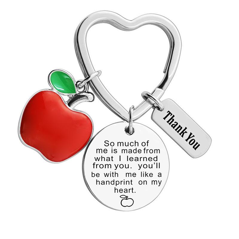 A Great Teacher Is Hard Gift Teachers Day Gift Apple Keychain Stainless Steel Keychain for Mothers Day and Fathers Day Backpack Bag Pendant