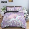 Unicorn Duvet Cover Set Cartoon Animal Bedding Set Single Twin King For Kids Girls Polyester Romantic Theme Star Comforter Cover