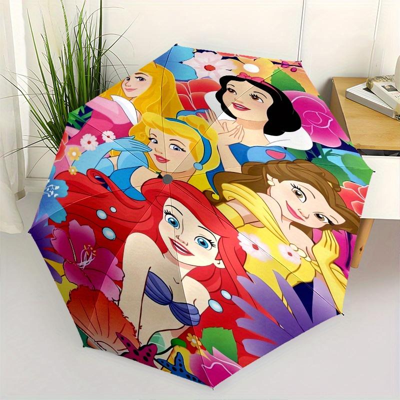 

Princesses Flowers Automatic Opening and Closing Umbrella, Compact Travel Umbrella, Lightweight and Portable, Suitable for Beach Commuting B