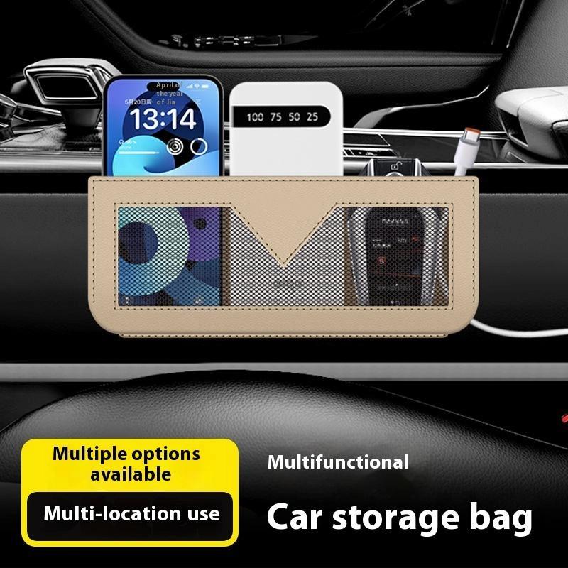 1Pc Premium Faux Leather Car Seat Back Organizer - Multi-Functional Storage Bag, Trash Bin, And Phone Holder Car Organization