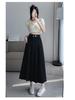 High-Grade Pleated Grey Skirt for Petite Women - High Waist, Mid-Length, Spring & Autumn 2025