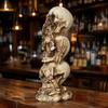 Decorative Bone Sculpture Stacked Skull Heads Statue, Gothic Resin Figurine, See Speak Halloween Table Ornaments Hear No Evil Skulls for Decoration