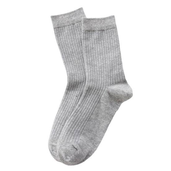 1 Pair Men Solid Color Breathable Cotton Ribbed Elastic Middle Tube Crew Socks