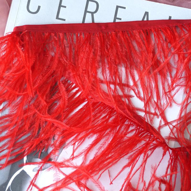 Decorative Feather Cloth Strip 10-15Cm Ostrich Hair Cloth Edge Dress Cuffs Latin Dance Skirt Diy Clothing Accessories