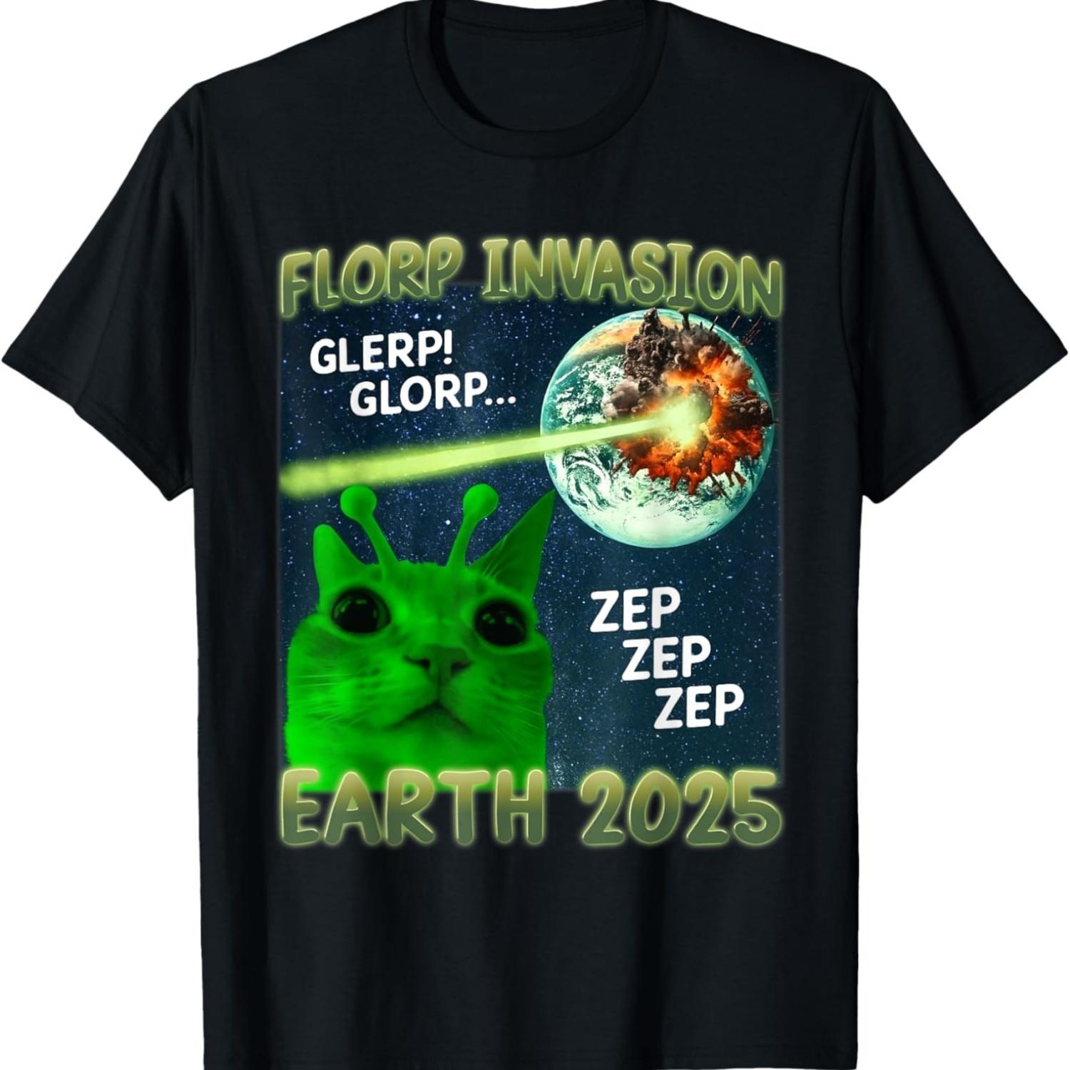 Glerp Glorp Funny Alien Cat Brainrot Dank Memes Men Women T-Shirt S чёрный