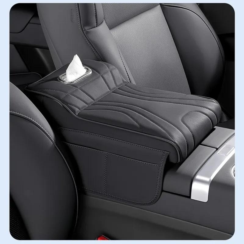 Leather Car Armrest Box Cover for Jaecoo J7 JETOUR T2 Haval H9 2024 2025 with Storage Bag Height Increase Pad Protective Accesso