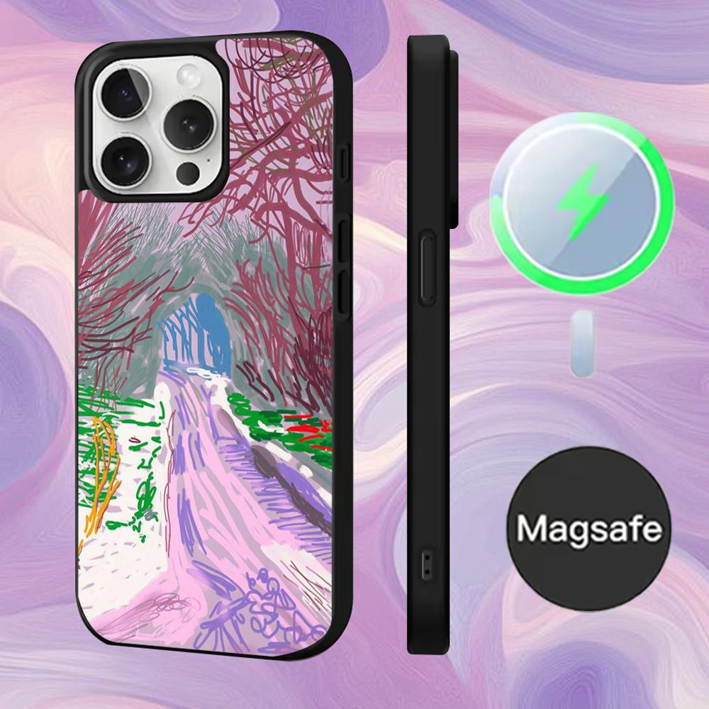 Art D-David Hockney Paintings Phone Case For iPhone 16,15,14,13,12,11,Pro,Max,Plus,Mini,Magsafe,Magnetic Wireless Charging Case