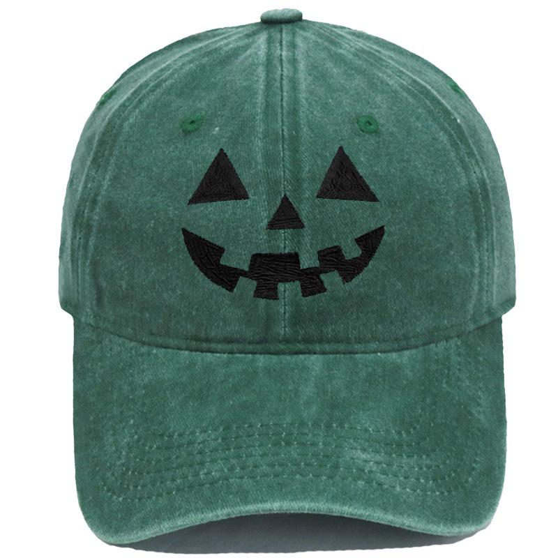 Halloween Kürbis Smiley Gesicht Stickerei Gewaschen Used Baseballkappe Personalisierte Lässige Mütze für Männer und Frauen