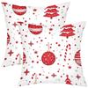 1 Pieces Christmas Red Patterned Cushion Covers Decorative Polyester Pillowcase, Sofa Decorative Cushion Cov Headboard Pillow