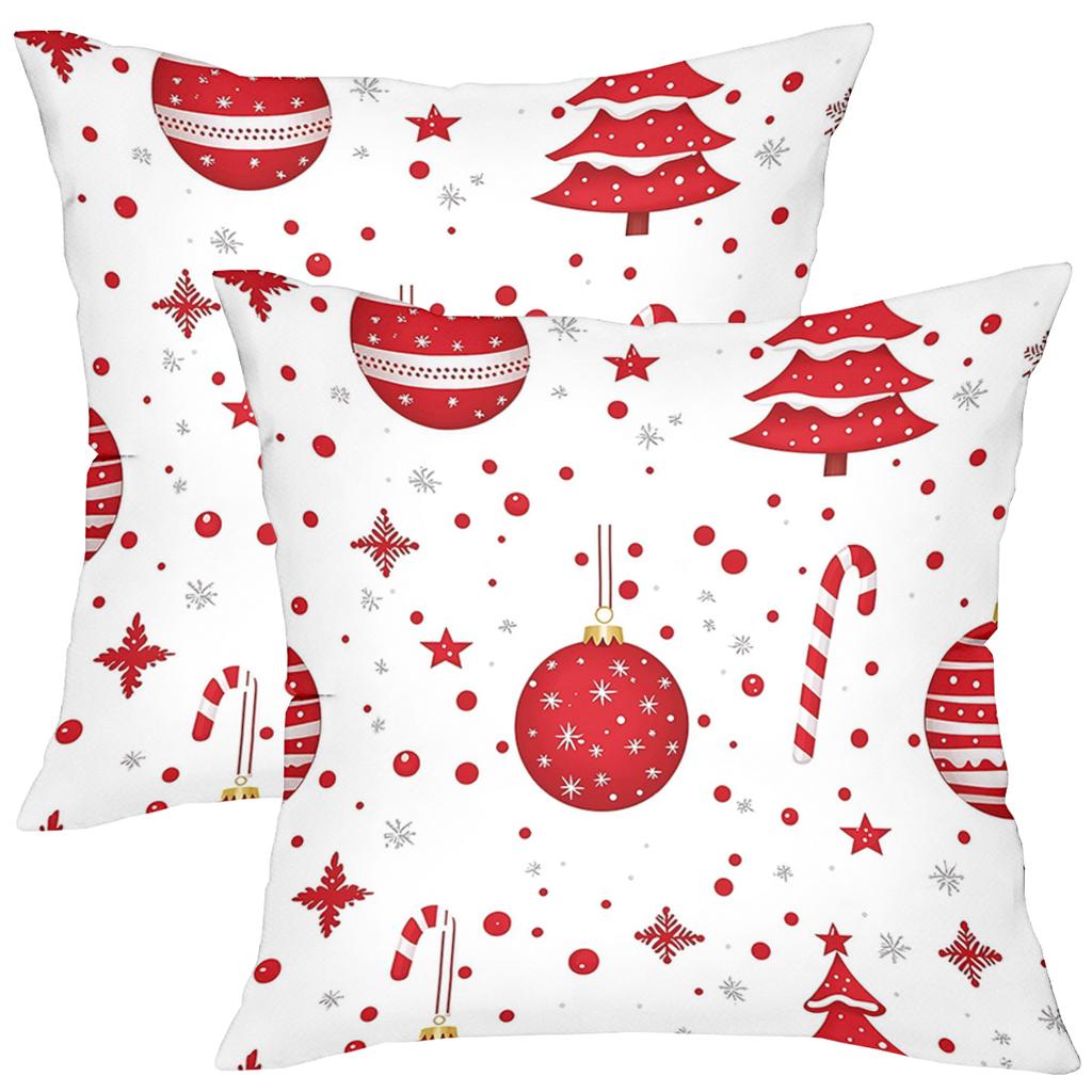 1 Pieces Christmas Red Patterned Cushion Covers Decorative Polyester Pillowcase, Sofa Decorative Cushion Cov Headboard Pillow