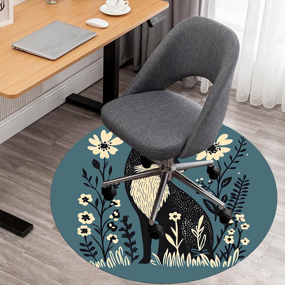 

1pc fox flowers Round Chair mat Area Rug - Non-Slip, Floor Mat for Office, Bedroom, and Indoor Decor -1002042 80cm by 80cm