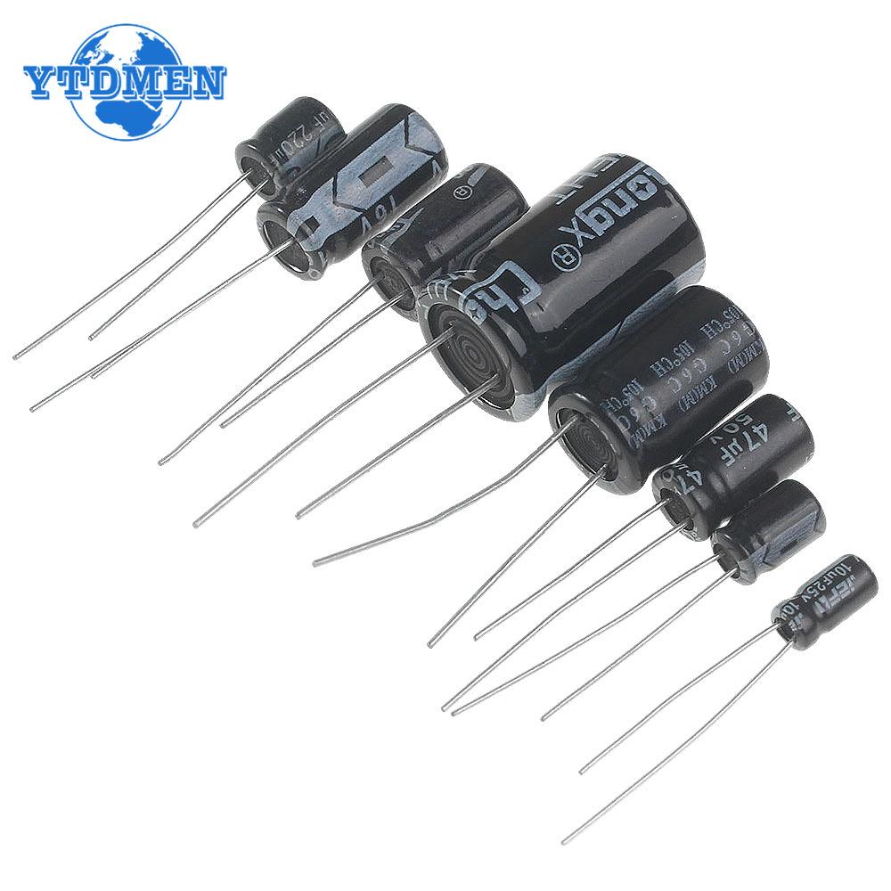 Elektrolytkondensator-Kit 1uF-2200uF Aluminium-Elektrolytkondensatoren-Sortimentsset 16V 25V 50V