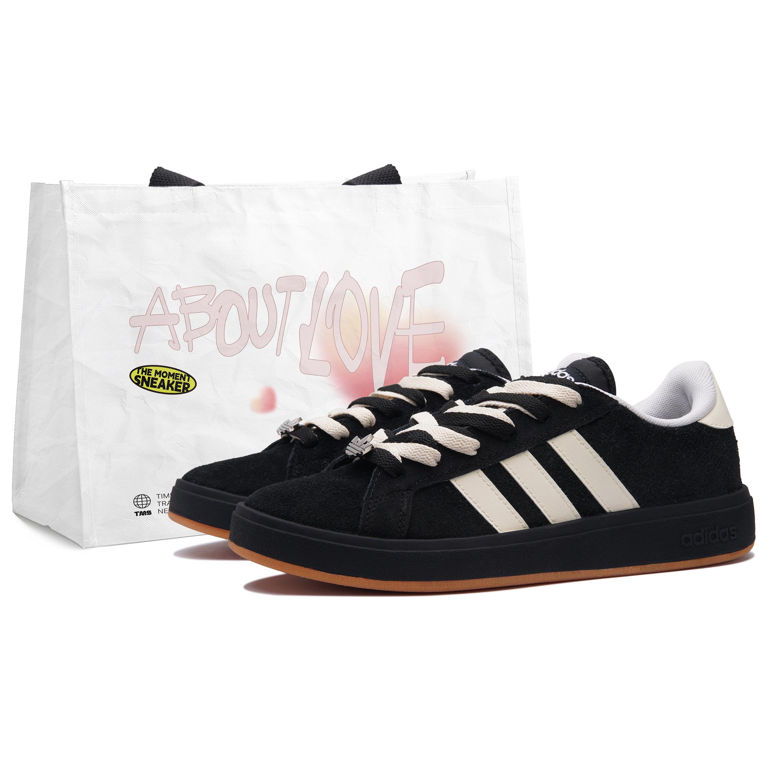 

Adidas Grand Court Base 00s Slip Resistant Abrasion Resistant Low top Skateboard Shoes Unisex Black Beige IH6184(Team645-) 44⅔