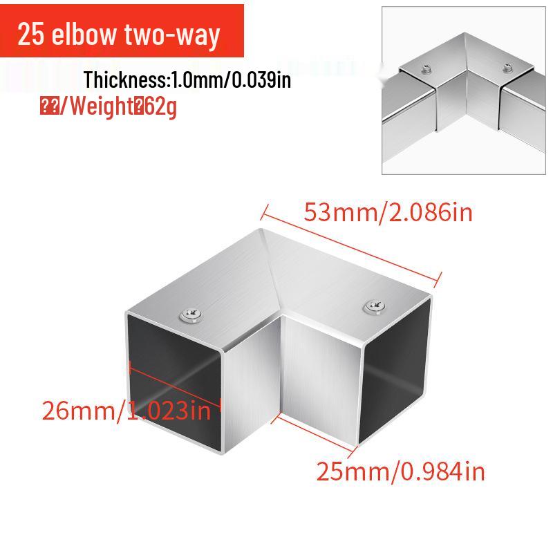 Stainless Steel Four-Way Tee Connector for Square Tubes - Weld-Free Fastener