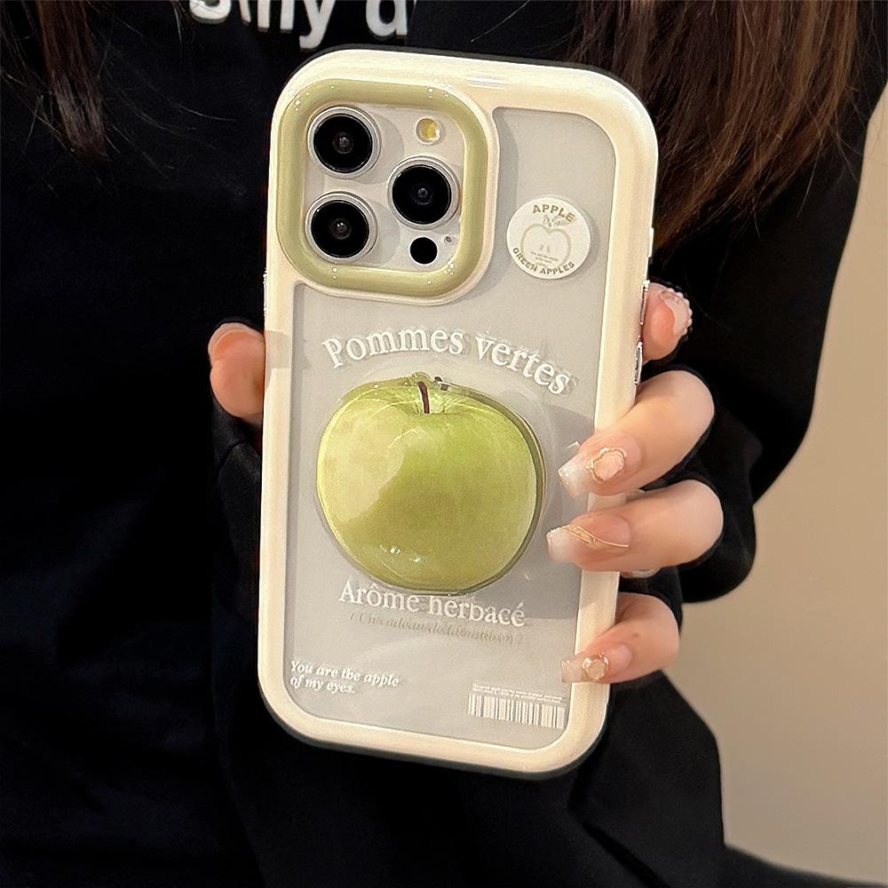 Green Apple Magnetic Suction Bracket 16 for iPhone17ProMax Apple 15 Mobile Phone Case 13 Pink Peach Acrylic