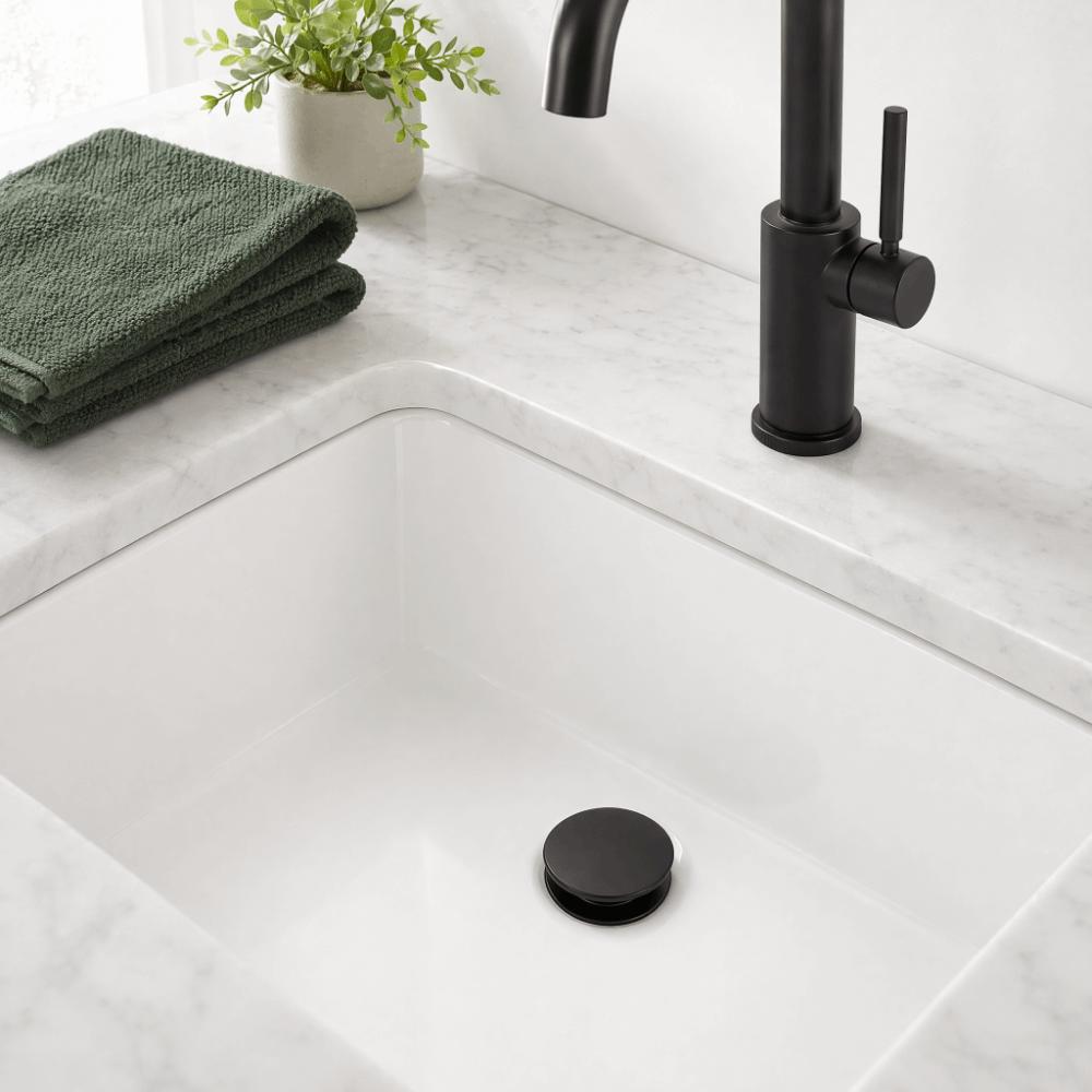 Push Button Drain Stopper Matte Black Vessel Sink Drain Easy Install Drain Assembly  Vanity Sink