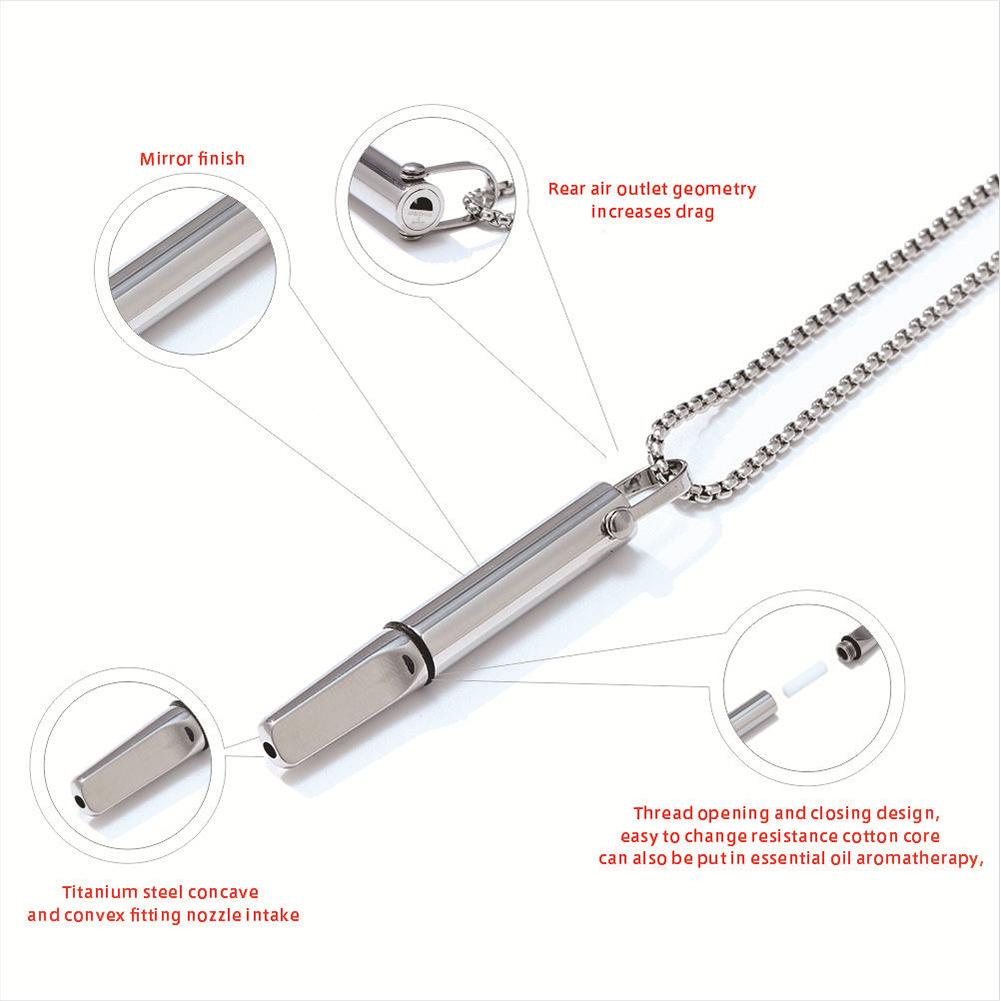 Quitting Smoking Meditation Pendant with Filter Cotton Quit Smoking Necklace Titanium Steel Pendant for Smoking Cessation Tool