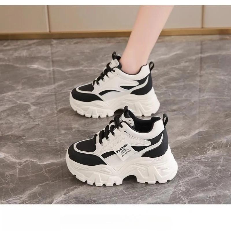 Fashionable New Comfortable Women'S Shoes Spring And Autumn Lace Up Elegant Solid Color Breathable Sports And Leisure Shoes
