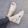 Fish Mouth Sandals Women's New Summer Korean Version Casual Back Empty One-word Buckle with Thick-soled Wedge Heel High-heeled Sandals
