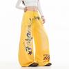 OREETA Unisex Vintage Letter Print Cargo Pants High Waist Loose Fit Wide Leg Casual Trousers