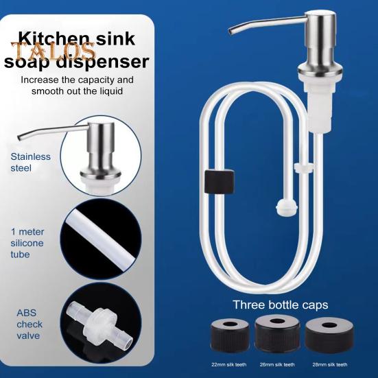 Soap Dispenser for Kitchen Sink Stainless Steel Countertop Pump with 1m Extension Tube Kit 360-degree Rotation Anti-Corrosion Hand Wash Pump for Home