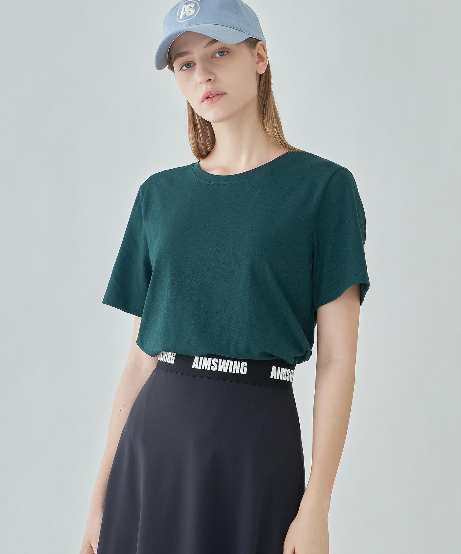 Aim Swing Basic Plain Short Sleeve T-Shirt _ (Off-White / White / Blue / Green) Light Blue/Free