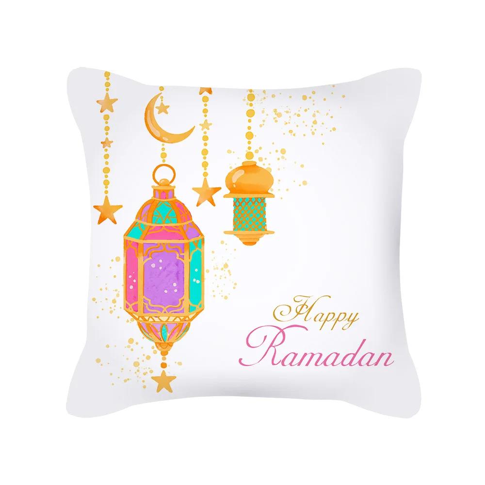 Ramadan Decorative Pillow Cover Moon Lantern Islamic Muhammad Holiday Cushion Cover Indoor Home Sofa Decor Polyester Pillowcase