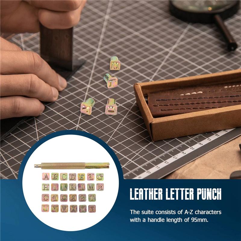 2025 Trend 26Pcs Steel Alphabet Stamps Punch Set For Leather Craft Stamps Tools 26 English Letters Metal Stamp Set Leathercraft