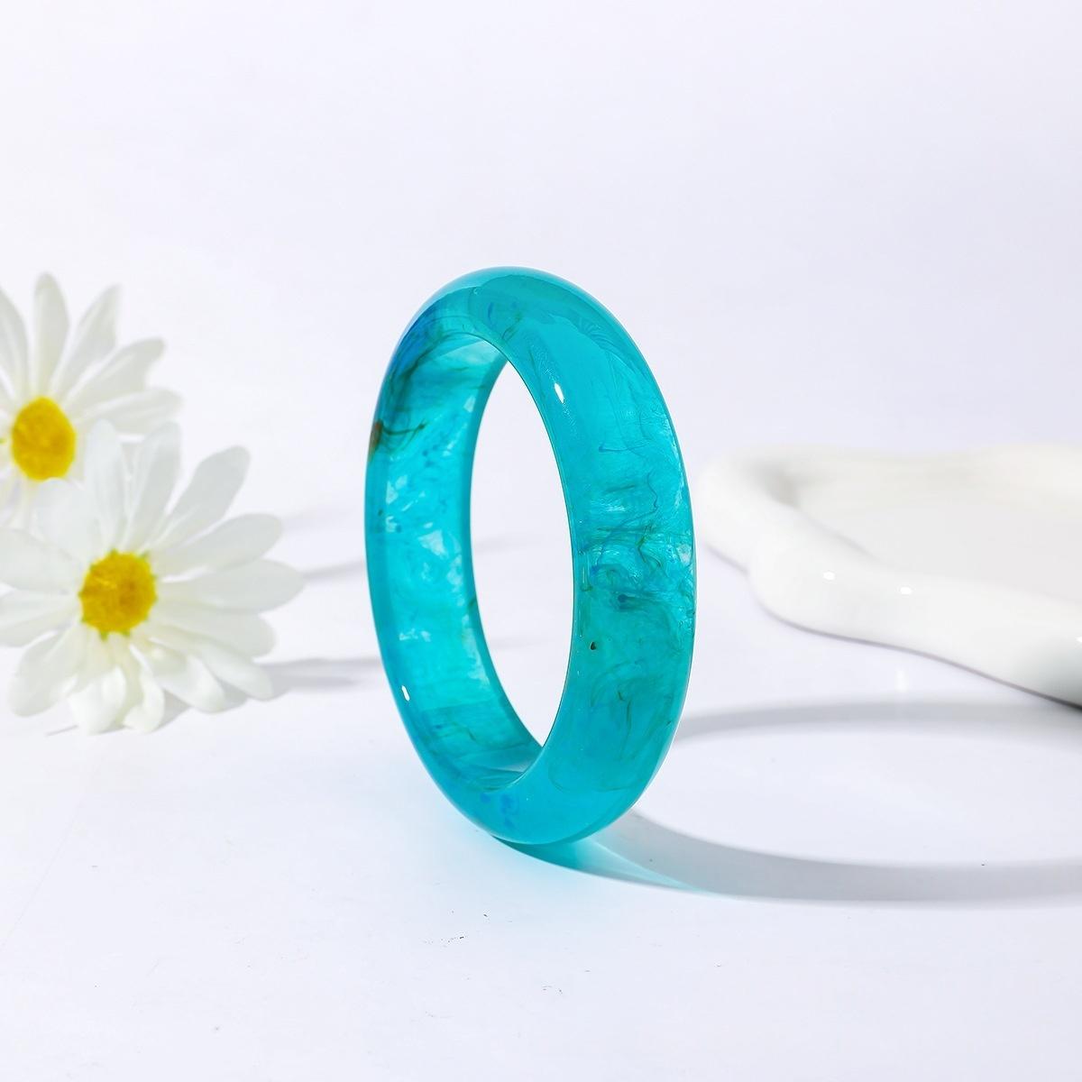 

DIEZI 10 Colors Fashion Round Geometric Acrylic Resin Bangles Exaggeration Multicolor Wide Bangles Bracelets Women Men Jewelry очистить синий