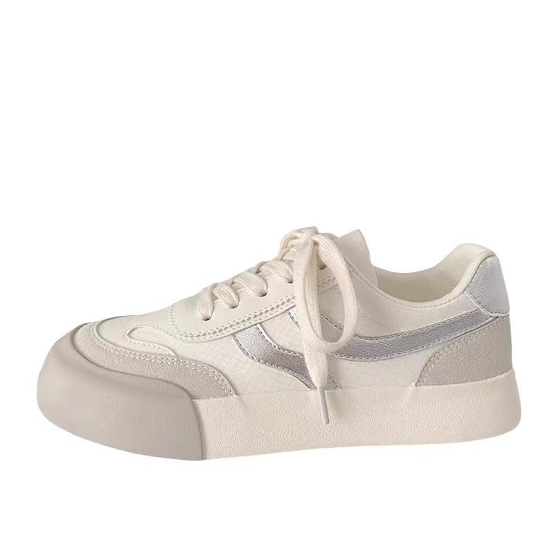 Thick baseplate shoes women's versatile spring and autumn new niche casual student round head white shoes