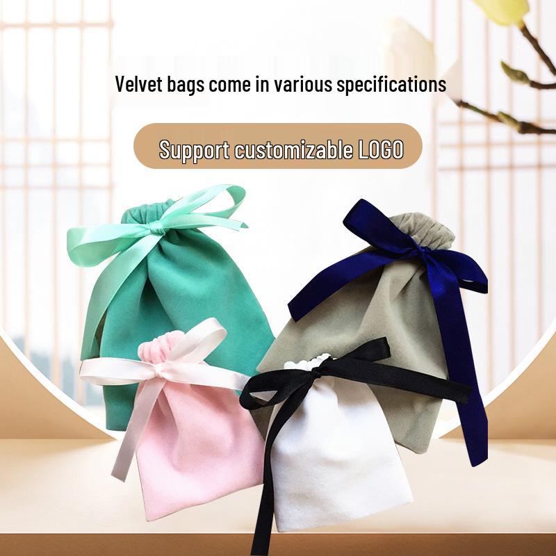 

Butterfly Velvet Drawstring Jewelry & Lipstick Storage Bag Blue;7X8;Velvet