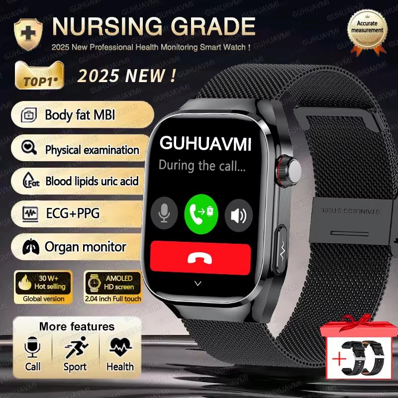 2025 New Blood Lipid Uric Acid Treatment Smart Watch Men ECG+PPG Heart Rate Sports HD Call Health Track for Samsung Smartwatch