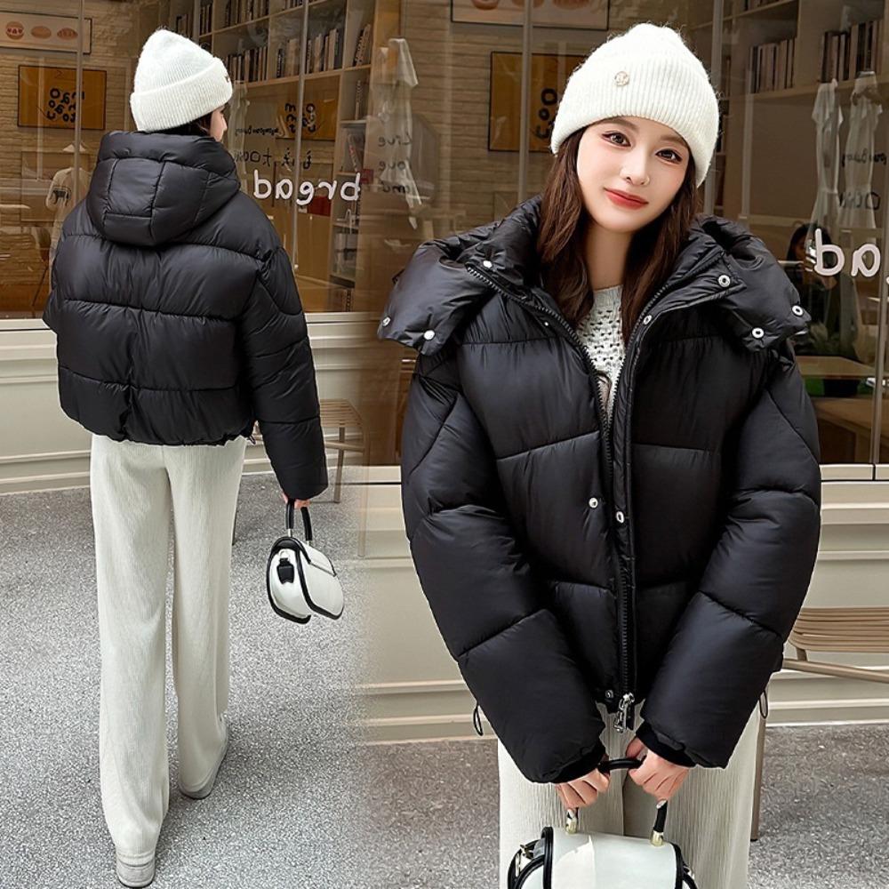 New Winter Women's Clothing Temperament Fluffy Hooded Cotton Clothes Bread Clothes Jacket Warm Commute