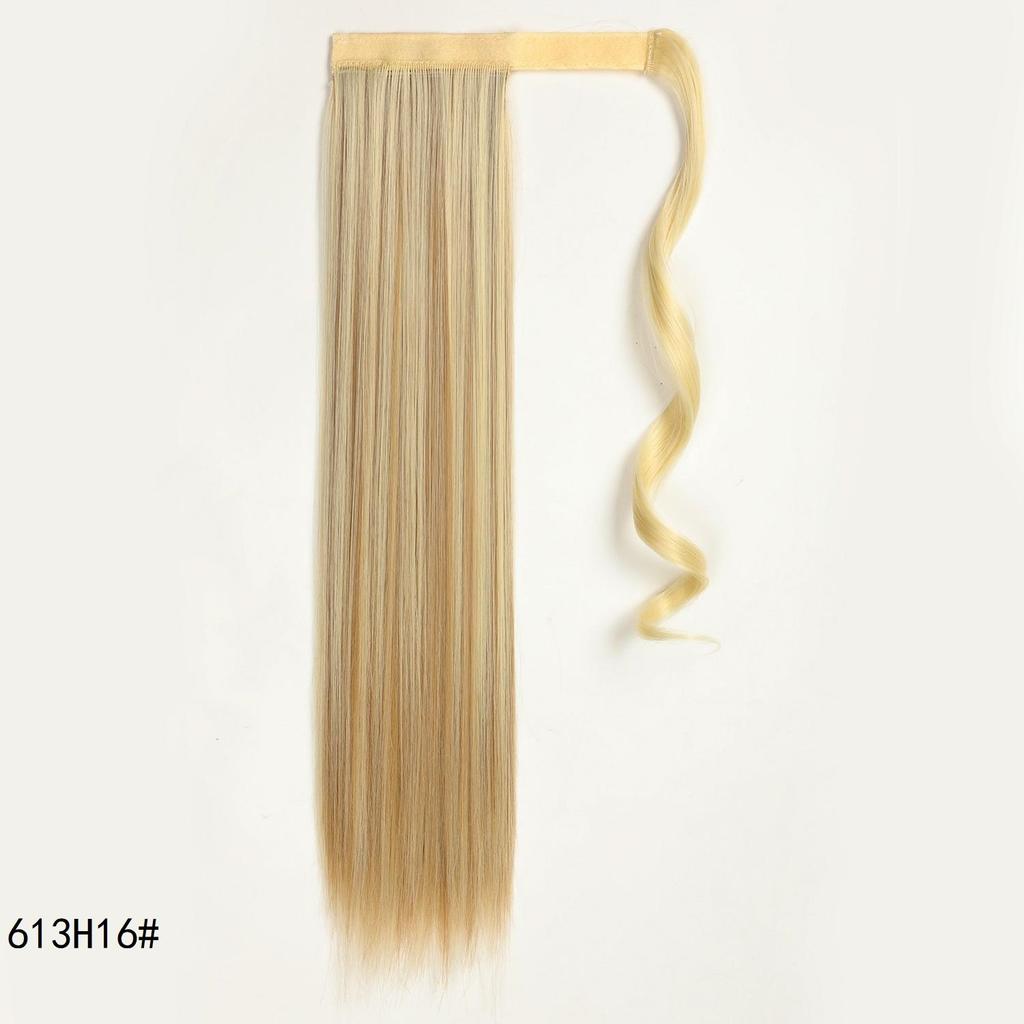 Synthetic Straight Ponytail Hair Extension With Velcro Wrap Design, 60cm Long Sleek Wrap Around Ponytail For Women Girls