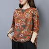 Floral Long-sleeved T-shirt Women's Spring and Autumn Models, Large Size Mother Clothes, Western Style Bottoming Shirt, Literary Fan Top Trend