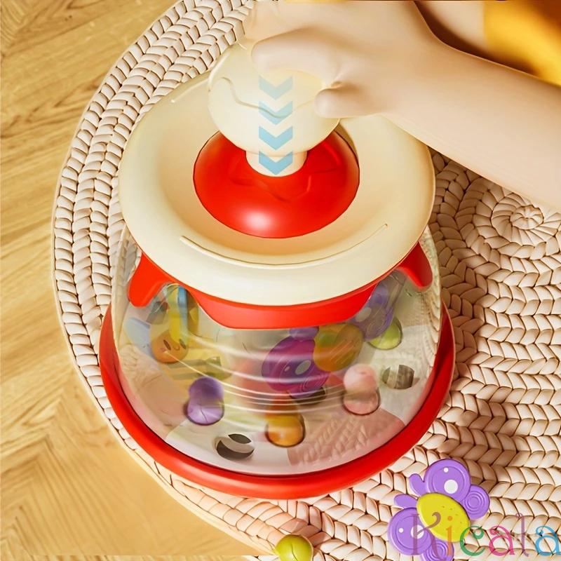 Colorful Insect and Carousel Theme Press-and-Go Toy with Jumping Ball - Early Educational Toddler Toy for Sensory Development